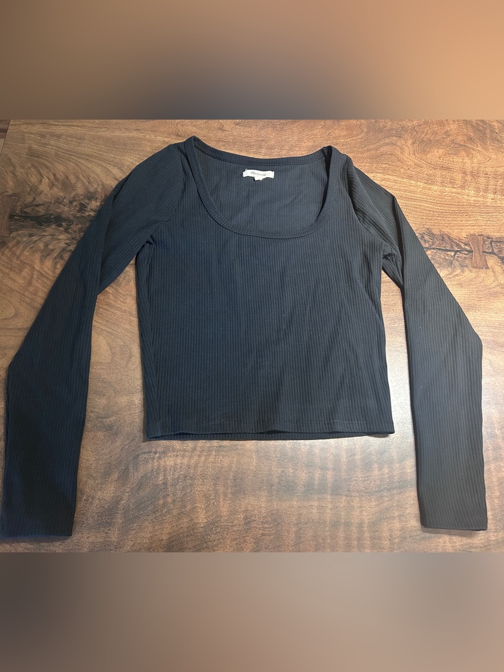Madewell Square-Neck Long-Sleeve Crop Tee in Sleekhold